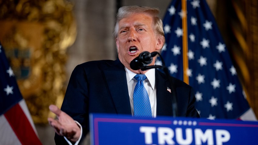 PALM BEACH, FLORIDA – DECEMBER 16: U.S. President-elect Donald Trump speaks at a news conference at Trump’s Mar-a-Lago resort on December 16, 2024 in Palm Beach, Florida. In a news conference that went over an hour, Trump announced that SoftBank will invest over $100 billion in projects in the United States including 100,000 artificial intelligence related jobs and then took questions on Syria, Israel, Ukraine, the economy, cabinet picks, and many other topics. (Photo by Andrew Harnik/Getty Images)